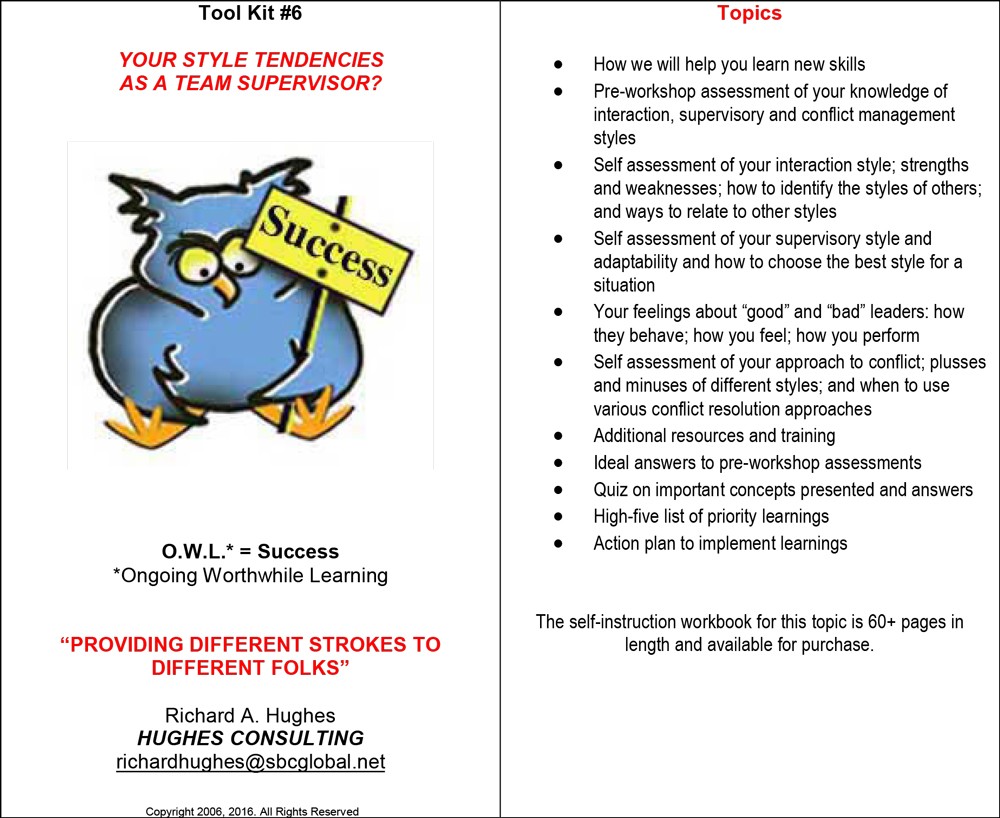 Your Style Tendencies as a Team Supervisor